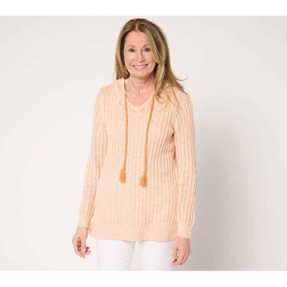 Belle by Kim Gravel Women's Top Sz XL Rainbow Yarn Braided Tassel Pink A683285